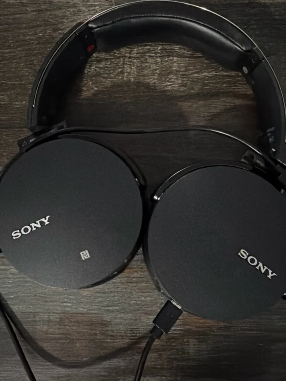 Sony Black Over-Ear Bluetooth Headphones with Red Accents